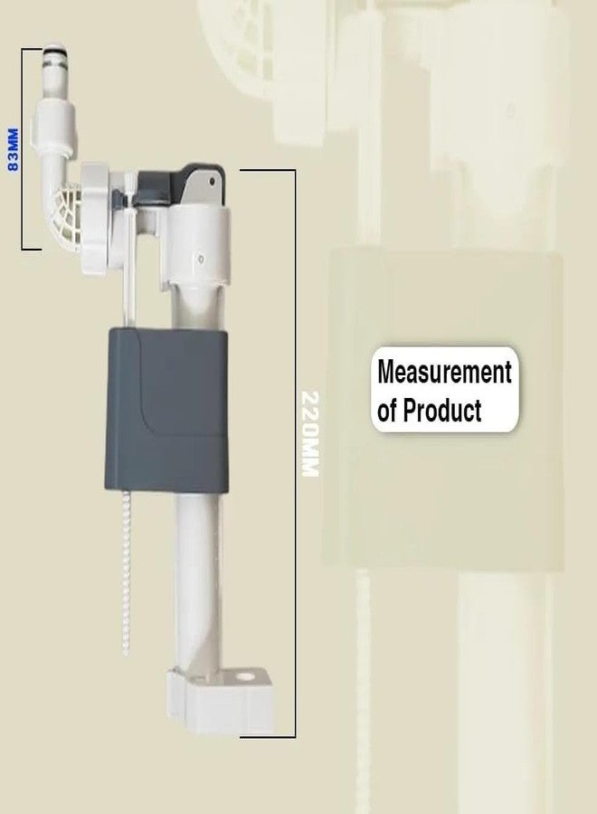 Ausam Ausum Plastic Concealed Tank Fill Inlet Valve and Flush Tank Lever Set | American Standard Bathroom Accessories | Ballcock Flush for Wall Mounted Toilet Cistern Installation and Spare Parts (White) - Image 5